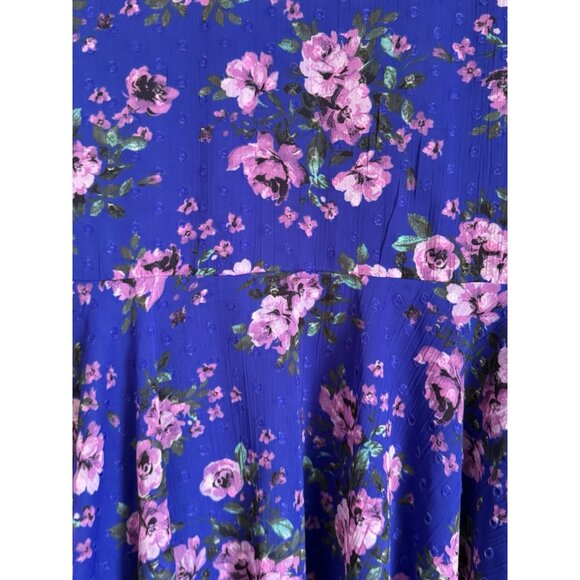 Torrid Blue Floral Peplum Chiffon Dot Lace Inset Top Size 4X Cottagecore Fairy - Picture 6 of 10